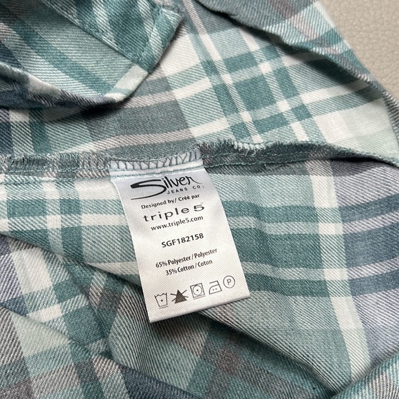 Girls Silver Jeans, Plaid V Neck Bell Sleeve Top. Size 14-16. XL - Picture 7 of 7